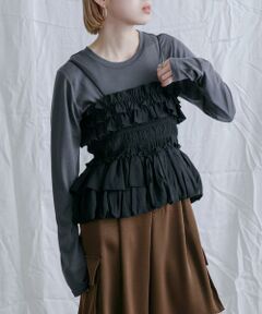 KBF / ケービーエフ Tシャツ | シャーリングビスチェSETトップス