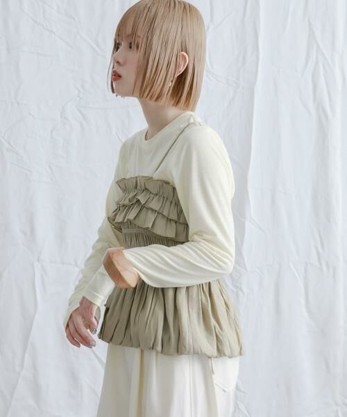 KBF / ケービーエフ Tシャツ | シャーリングビスチェSETトップス | 詳細2