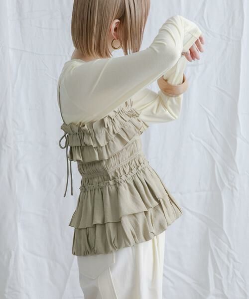 KBF / ケービーエフ Tシャツ | シャーリングビスチェSETトップス | 詳細3