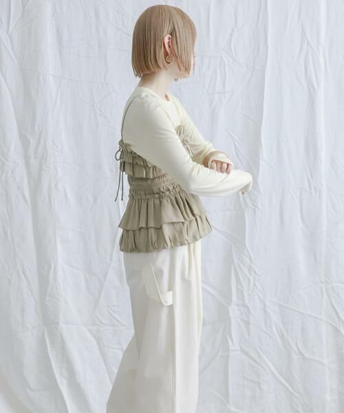 KBF / ケービーエフ Tシャツ | シャーリングビスチェSETトップス | 詳細4