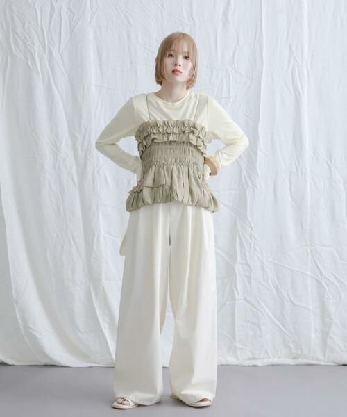 KBF / ケービーエフ Tシャツ | シャーリングビスチェSETトップス | 詳細5