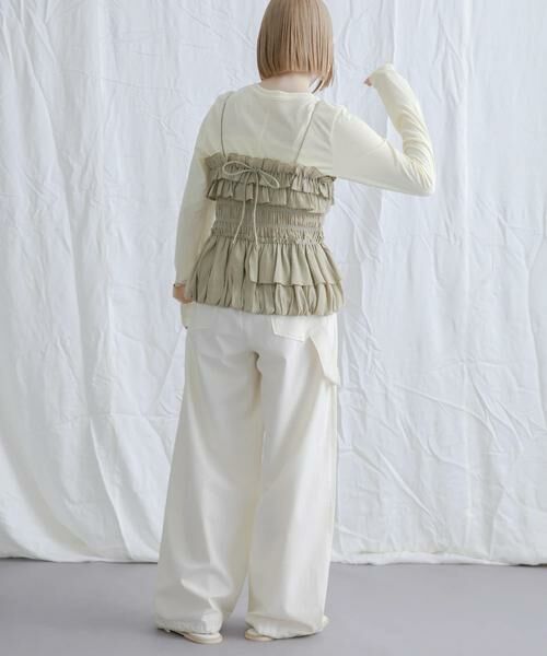 KBF / ケービーエフ Tシャツ | シャーリングビスチェSETトップス | 詳細7