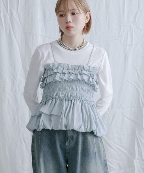 KBF / ケービーエフ Tシャツ | シャーリングビスチェSETトップス | 詳細15