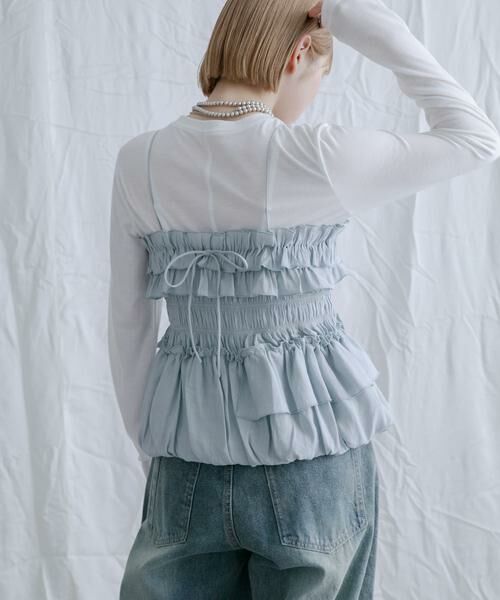 KBF / ケービーエフ Tシャツ | シャーリングビスチェSETトップス | 詳細17