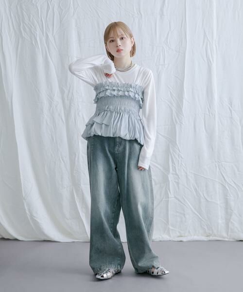 KBF / ケービーエフ Tシャツ | シャーリングビスチェSETトップス | 詳細18