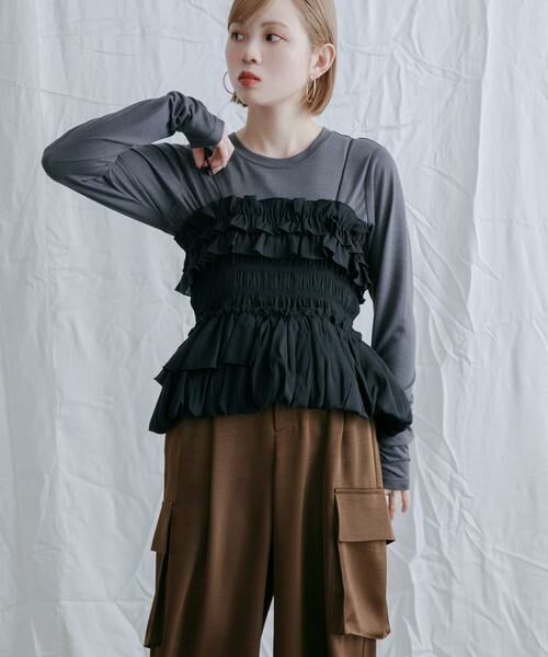 KBF / ケービーエフ Tシャツ | シャーリングビスチェSETトップス | 詳細25