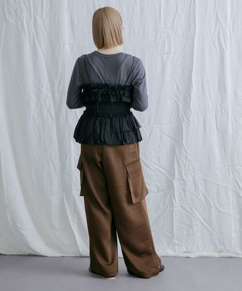 KBF / ケービーエフ Tシャツ | シャーリングビスチェSETトップス | 詳細30