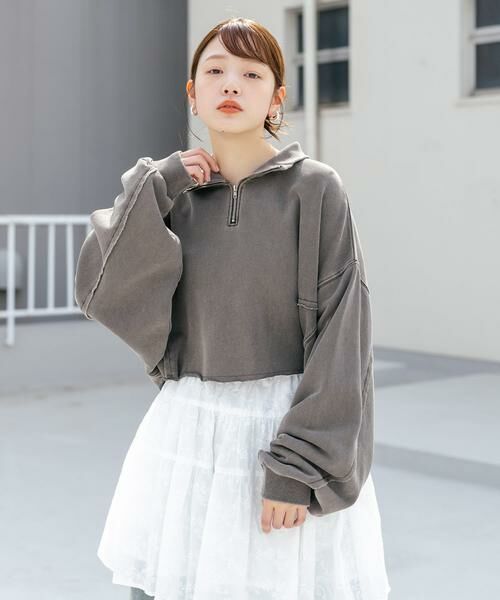 KBF / ケービーエフ スウェット | ハーフZIPリメイクスウェット | 詳細1