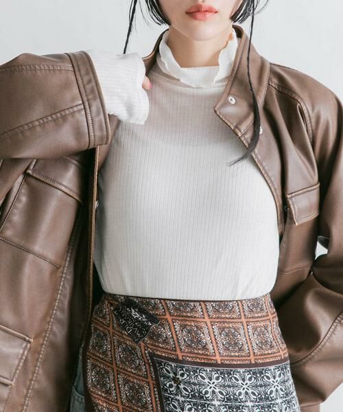 KBF / ケービーエフ Tシャツ | シアーリブハイネックロンTEE | 詳細30