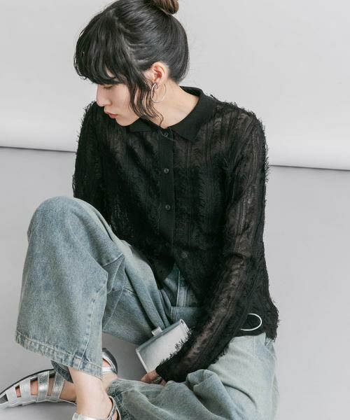 KBF / ケービーエフ ニット・セーター | シアーフリンジニットシャツ | 詳細25