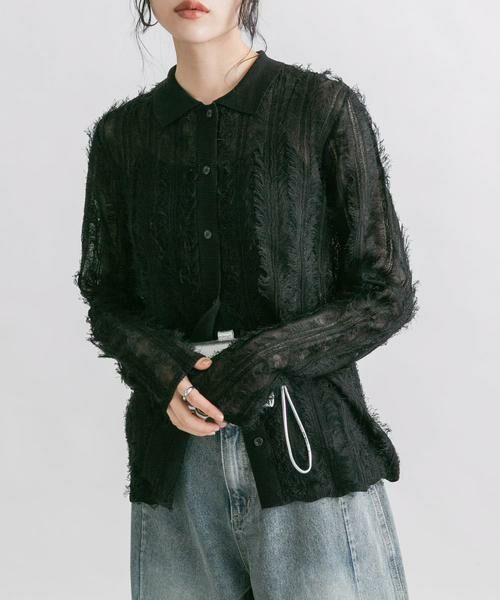 KBF / ケービーエフ ニット・セーター | シアーフリンジニットシャツ | 詳細26