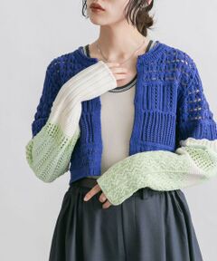 KBF / ケービーエフ カーディガン・ボレロ | パッチワークショートカーディガン