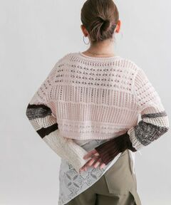 KBF / ケービーエフ カーディガン・ボレロ | パッチワークショートカーディガン