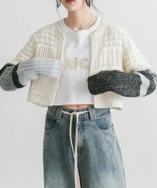 KBF / ケービーエフ カーディガン・ボレロ | パッチワークショートカーディガン | 詳細20