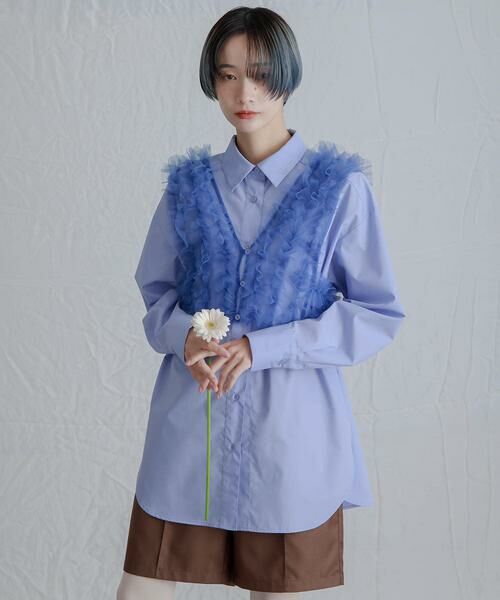 KBF / ケービーエフ シャツ・ブラウス | シアーフリルSETシャツ | 詳細7