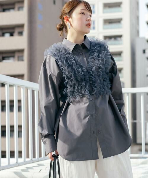 KBF / ケービーエフ シャツ・ブラウス | シアーフリルSETシャツ | 詳細28