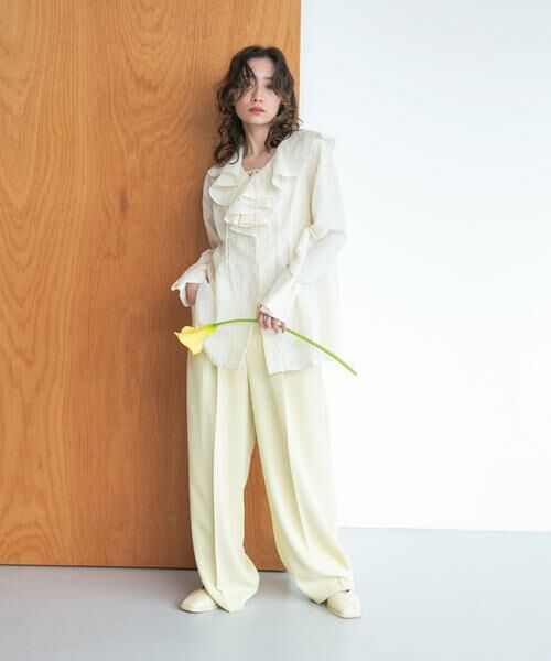 KBF / ケービーエフ シャツ・ブラウス | ウエストタックラッフルブラウス | 詳細7