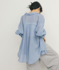 KBF / ケービーエフ シャツ・ブラウス | 2WAYシアーストライプシャツ