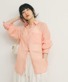 KBF / ケービーエフ シャツ・ブラウス | 2WAYシアーストライプシャツ