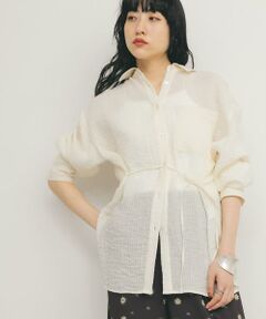 KBF / ケービーエフ シャツ・ブラウス | 2WAYシアーストライプシャツ