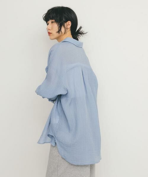 KBF / ケービーエフ シャツ・ブラウス | 2WAYシアーストライプシャツ | 詳細3