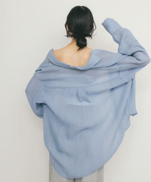 KBF / ケービーエフ シャツ・ブラウス | 2WAYシアーストライプシャツ | 詳細4