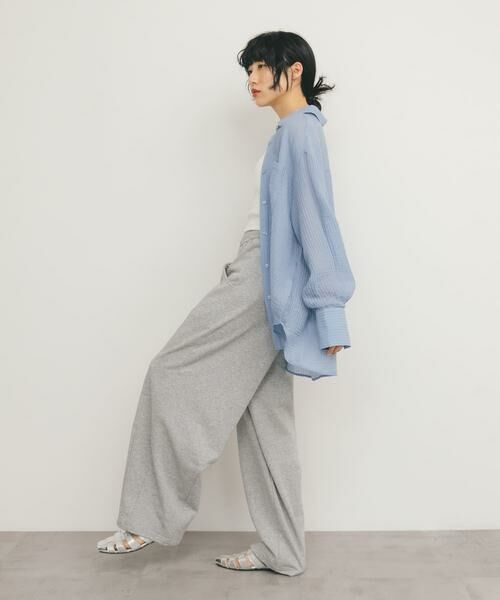 KBF / ケービーエフ シャツ・ブラウス | 2WAYシアーストライプシャツ | 詳細8