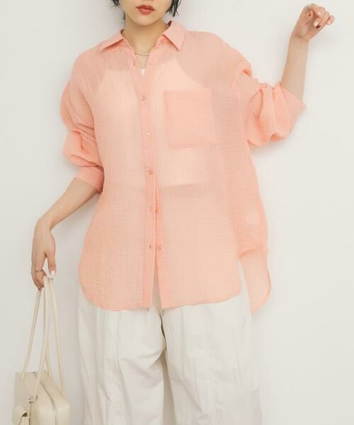 KBF / ケービーエフ シャツ・ブラウス | 2WAYシアーストライプシャツ | 詳細17