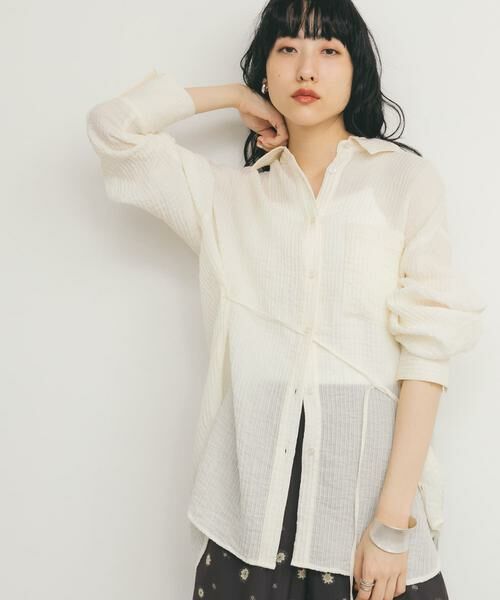 KBF / ケービーエフ シャツ・ブラウス | 2WAYシアーストライプシャツ | 詳細28