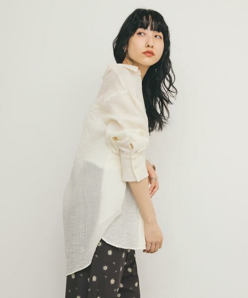 KBF / ケービーエフ シャツ・ブラウス | 2WAYシアーストライプシャツ | 詳細29