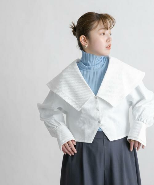 KBF / ケービーエフ シャツ・ブラウス | ワイドカラークロップドブラウス | 詳細1