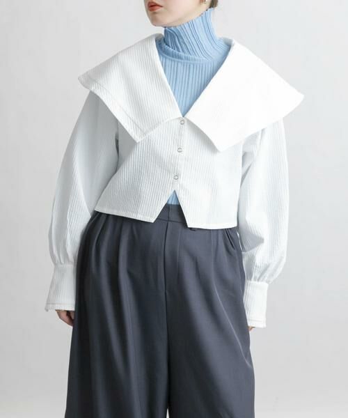 KBF / ケービーエフ シャツ・ブラウス | ワイドカラークロップドブラウス | 詳細3