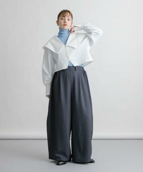KBF / ケービーエフ シャツ・ブラウス | ワイドカラークロップドブラウス | 詳細5