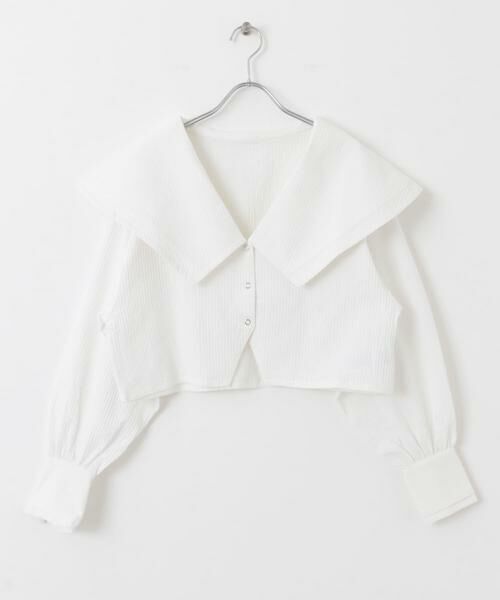 KBF / ケービーエフ シャツ・ブラウス | ワイドカラークロップドブラウス | 詳細7