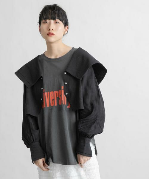 KBF / ケービーエフ シャツ・ブラウス | ワイドカラークロップドブラウス | 詳細10