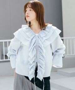 KBF / ケービーエフ シャツ・ブラウス | フリルカラーリボンブラウス