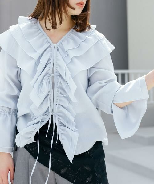 KBF / ケービーエフ シャツ・ブラウス | フリルカラーリボンブラウス | 詳細9