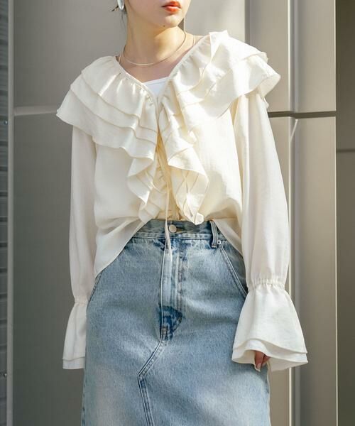 KBF / ケービーエフ シャツ・ブラウス | フリルカラーリボンブラウス | 詳細17