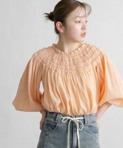 KBF / ケービーエフ シャツ・ブラウス | 2WAYシャーリングブラウス