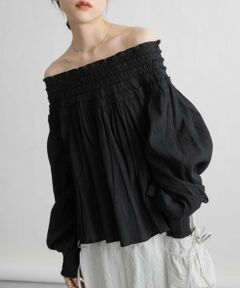 KBF / ケービーエフ シャツ・ブラウス | 2WAYシャーリングブラウス