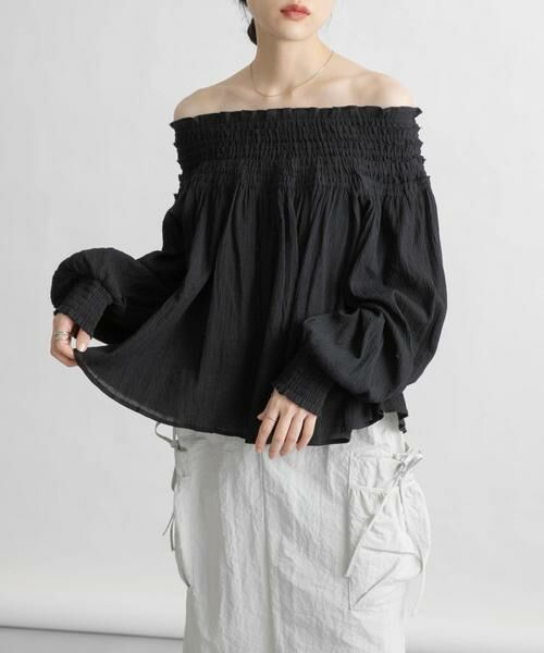 KBF / ケービーエフ シャツ・ブラウス | 2WAYシャーリングブラウス | 詳細23