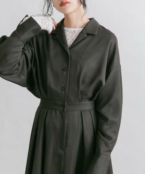 KBF / ケービーエフ ワンピース | オープンカラーボックスプリーツワンピース | 詳細1