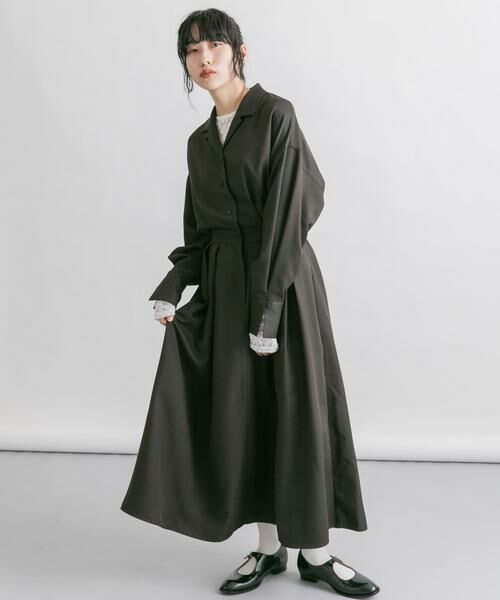 KBF / ケービーエフ ワンピース | オープンカラーボックスプリーツワンピース | 詳細3