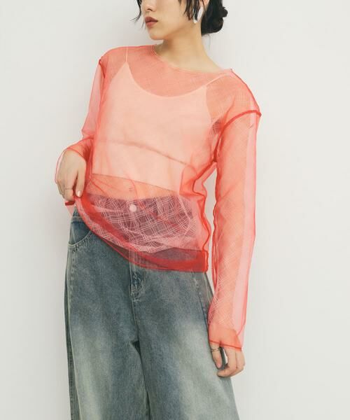 KBF / ケービーエフ Tシャツ | リバーシブルレイヤードチュールカットソー | 詳細2