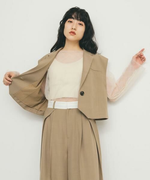 KBF / ケービーエフ Tシャツ | リバーシブルレイヤードチュールカットソー | 詳細12