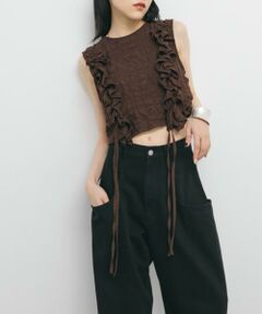 KBF / ケービーエフ ベスト | 2WAYフリルノースリーブトップス