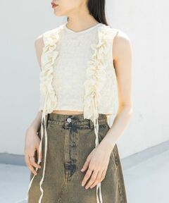 KBF / ケービーエフ ベスト | 2WAYフリルノースリーブトップス