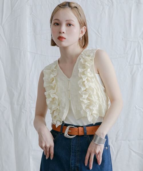 KBF / ケービーエフ ベスト | 2WAYフリルノースリーブトップス | 詳細15