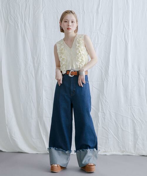 KBF / ケービーエフ ベスト | 2WAYフリルノースリーブトップス | 詳細17