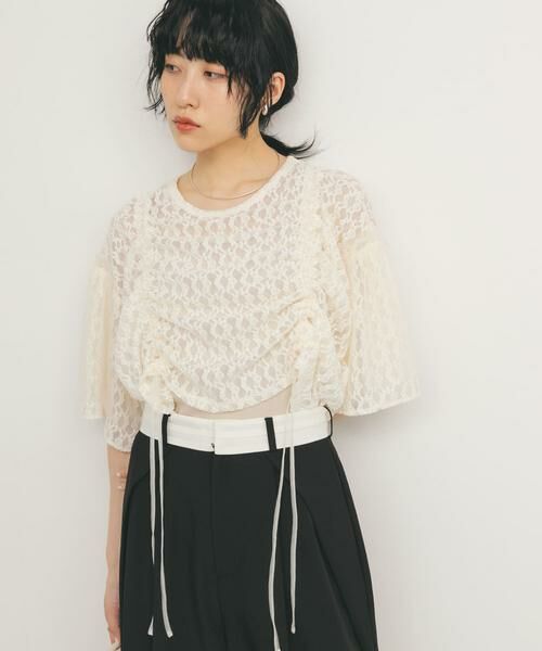 KBF / ケービーエフ シャツ・ブラウス | ドロストレーストップス | 詳細2